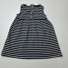Load image into Gallery viewer, Girls Rachel Riley, navy &amp; white stripe cotton dress, GUC, size 1-2, L: 44cm