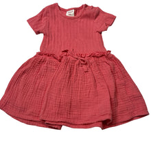 Load image into Gallery viewer, Girls Seed, pink ribbed / crinkle cotton dress, EUC, size 000, L: 35cm