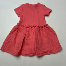 Load image into Gallery viewer, Girls Seed, pink ribbed / crinkle cotton dress, EUC, size 000, L: 35cm
