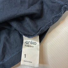 Load image into Gallery viewer, Unisex Anko, navy cotton long sleeve tee / top, EUC, size 1,  