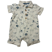 Load image into Gallery viewer, Boys George, cotton polo romper, animals, EUC, size 00,  