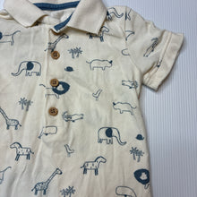 Load image into Gallery viewer, Boys George, cotton polo romper, animals, EUC, size 00,  