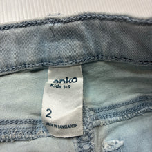 Load image into Gallery viewer, Girls Anko, blue stretch denim shorts, adjustable, FUC, size 2,  