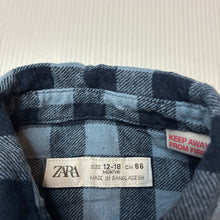 Load image into Gallery viewer, Boys Zara, checked flannel cotton long sleeve shirt, GUC, size 1,  