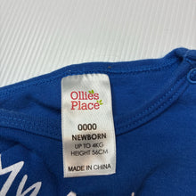 Load image into Gallery viewer, Boys Ollie's Place, soft cotton bodysuit / romper, GUC, size 0000,  