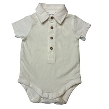 Load image into Gallery viewer, Boys Baby Baby, white stretchy polo romper, NEW, size 00,  