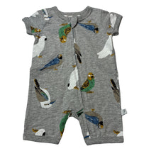 Load image into Gallery viewer, Unisex Fox &amp; Finch, cotton zip romper, birds, EUC, size 0000,  
