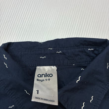 Load image into Gallery viewer, Boys Anko, navy lightweight cotton short sleeve shirt, EUC, size 1,  