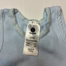 Load image into Gallery viewer, Unisex Dymples, blue ribbed cotton singlet top, GUC, size 000,  