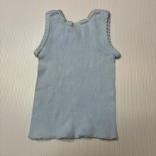 Load image into Gallery viewer, Unisex Dymples, blue ribbed cotton singlet top, GUC, size 000,  