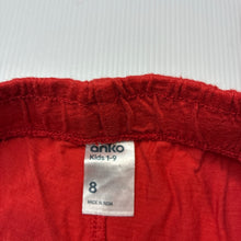 Load image into Gallery viewer, Boys Anko, red cotton shorts, elasticated, GUC, size 8,  