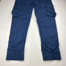 Load image into Gallery viewer, Boys (&amp;US), lined navy cotton cargo pants, elasticated, Inside leg: 62cm, EUC, size 12,  