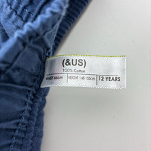 Load image into Gallery viewer, Boys (&amp;US), lined navy cotton cargo pants, elasticated, Inside leg: 62cm, EUC, size 12,  