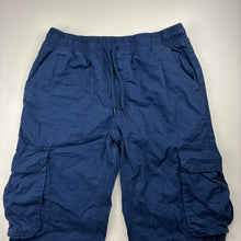 Load image into Gallery viewer, Boys (&amp;US), lined navy cotton cargo pants, elasticated, Inside leg: 62cm, EUC, size 12,  