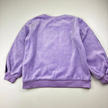 Load image into Gallery viewer, Girls Milky, purple velour sweater / jumper, marks on cuffs, FUC, size 6,  