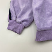 Load image into Gallery viewer, Girls Milky, purple velour sweater / jumper, marks on cuffs, FUC, size 6,  