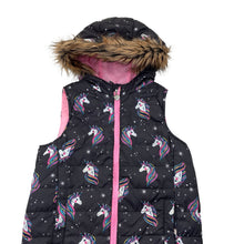 Load image into Gallery viewer, Girls Target, hooded puffer vest / jacket, unicorns, GUC, size 6,  