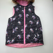 Load image into Gallery viewer, Girls Target, hooded puffer vest / jacket, unicorns, GUC, size 6,  