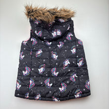 Load image into Gallery viewer, Girls Target, hooded puffer vest / jacket, unicorns, GUC, size 6,  