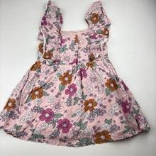 Load image into Gallery viewer, Girls Target, cotton lined floral viscose / linen dress, EUC, size 2, L: 46cm