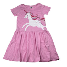 Load image into Gallery viewer, Girls KID, cotton casual dress, unicorn, EUC, size 6, L: 63cm