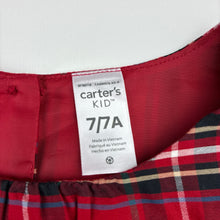 Load image into Gallery viewer, Girls Carter's, lined plaid cotton dress, EUC, size 7, L: 66cm