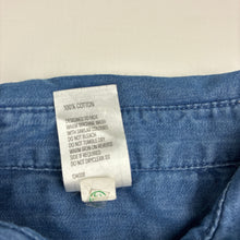 Load image into Gallery viewer, Girls Kids &amp; Co, chambray cotton shirt dress, mark right cuff, FUC, size 4, L: 53cm