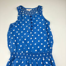 Load image into Gallery viewer, Girls Seed, blue &amp; white spot viscose playsuit, GUC, size 6-7,  