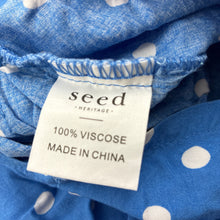 Load image into Gallery viewer, Girls Seed, blue &amp; white spot viscose playsuit, GUC, size 6-7,  