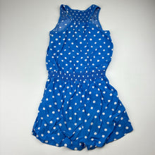 Load image into Gallery viewer, Girls Seed, blue &amp; white spot viscose playsuit, GUC, size 6-7,  