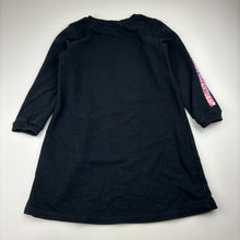 Load image into Gallery viewer, Girls H&amp;M, black sweater dress, flip sequin unicorn, GUC, size 5-6, L: 58cm