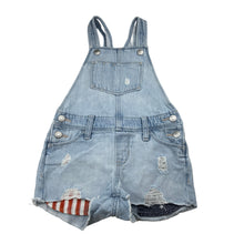 Load image into Gallery viewer, Girls Old Navy, distressed denim overalls / shortalls, GUC, size 6-7,  