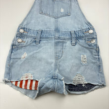 Load image into Gallery viewer, Girls Old Navy, distressed denim overalls / shortalls, GUC, size 6-7,  