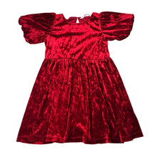 Load image into Gallery viewer, Girls H&amp;M, red crushed velvet party dress, EUC, size 3-4, L: 58cm