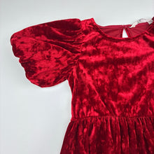 Load image into Gallery viewer, Girls H&amp;M, red crushed velvet party dress, EUC, size 3-4, L: 58cm