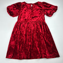 Load image into Gallery viewer, Girls H&amp;M, red crushed velvet party dress, EUC, size 3-4, L: 58cm
