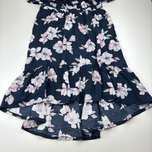 Load image into Gallery viewer, Girls Anko, navy floral viscose hi-lo dress, EUC, size 7, L: 77cm at front
