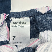 Load image into Gallery viewer, Girls Anko, navy floral viscose hi-lo dress, EUC, size 7, L: 77cm at front