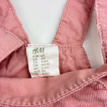 Load image into Gallery viewer, Girls H&amp;M, corduroy cotton overalls dress / pinafore, GUC, size 00, L: 40cm