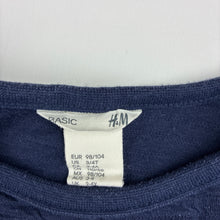 Load image into Gallery viewer, Girls H&amp;M, navy casual long sleeve dress, GUC, size 3-4, L: 50cm