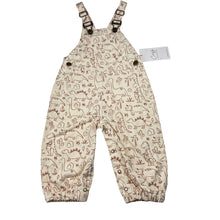 Load image into Gallery viewer, Girls Blossom + Pear, denim dinosaur overalls / dungarees, NEW, size 2,  
