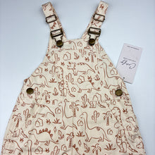 Load image into Gallery viewer, Girls Blossom + Pear, denim dinosaur overalls / dungarees, NEW, size 2,  