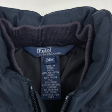 Load image into Gallery viewer, Boys Polo by Ralph Lauren, navy down/feather filled jacket/coat, wash fade on cuffs, GUC, size 2,  
