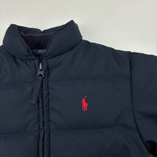 Load image into Gallery viewer, Boys Polo by Ralph Lauren, navy down/feather filled jacket/coat, wash fade on cuffs, GUC, size 2,  