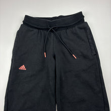 Load image into Gallery viewer, Girls Adidas, black track pants, elasticated, Inside leg: 51cm, GUC, size 7-8,  