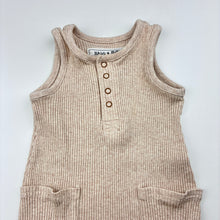 Load image into Gallery viewer, Unisex HALO &amp; HORNS, ribbed organic cotton blend romper, GUC, size 00,  