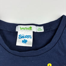 Load image into Gallery viewer, Girls Bossini, The Smurfs cotton open-shoulder dress, EUC, size 8, L: 63cm