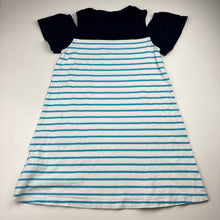 Load image into Gallery viewer, Girls Bossini, The Smurfs cotton open-shoulder dress, EUC, size 8, L: 63cm