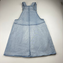 Load image into Gallery viewer, Girls Anko, blue stretch denim overalls dress / pinafore, GUC, size 9, L: 66cm