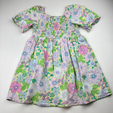 Load image into Gallery viewer, Girls Cotton On, floral linen blend dress, small marks back left side, FUC, size 4, L: 56cm